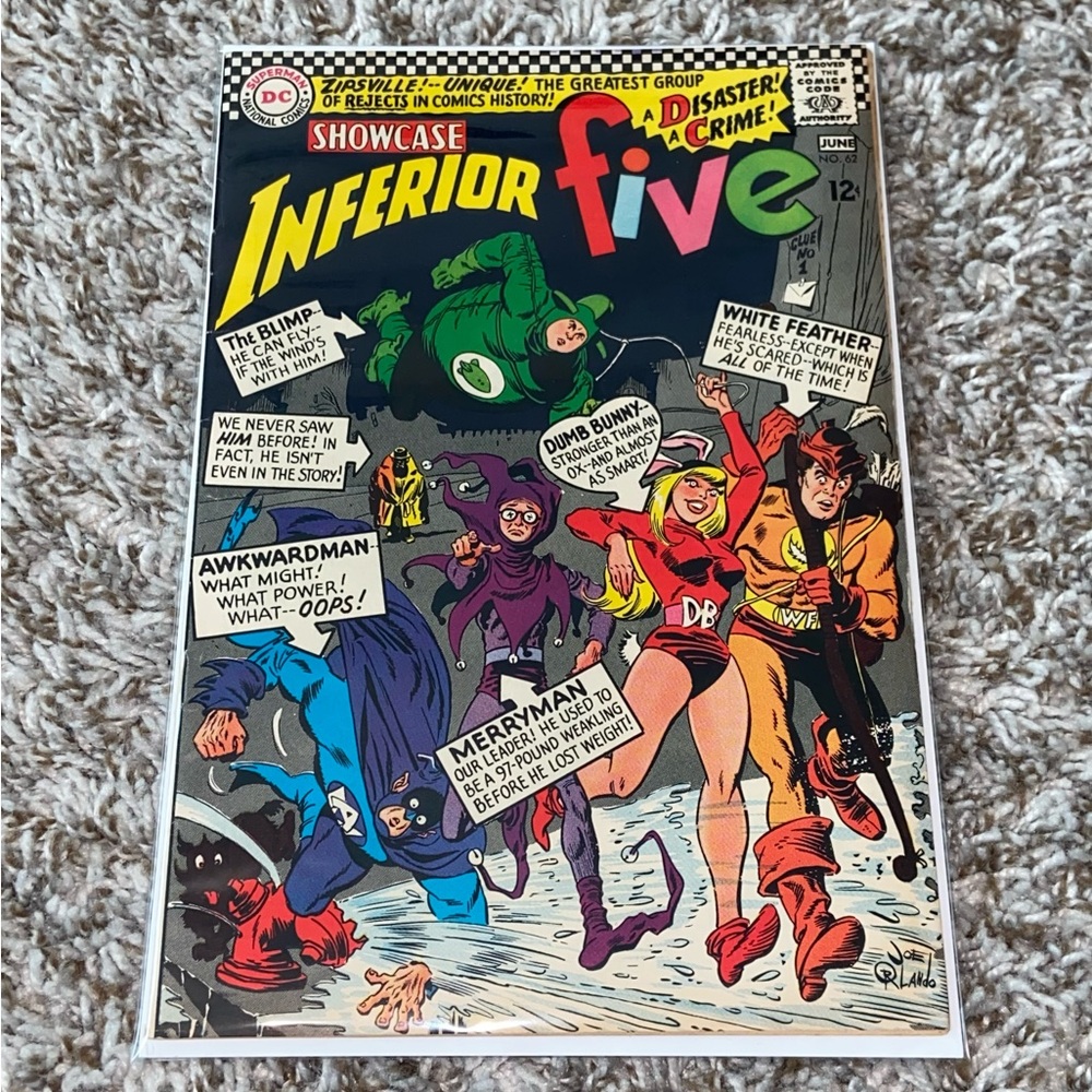 VINTAGE 1966 DC COMICS Key Inferior Five 1st App Origin Silver Age Comic #62